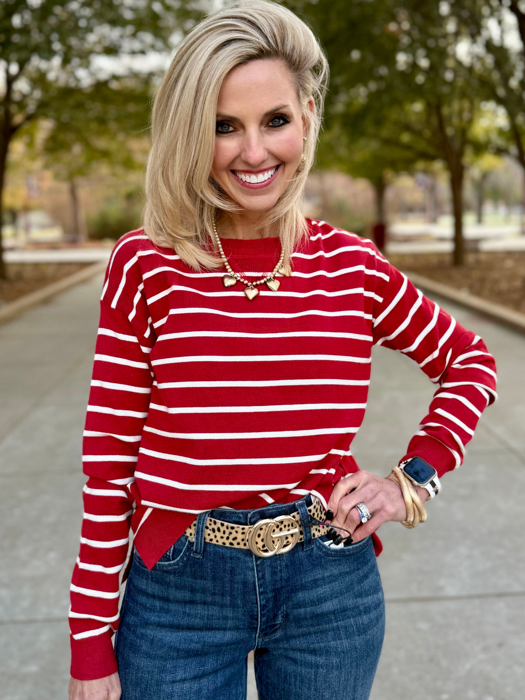 Classic Red & White Striped Sweater