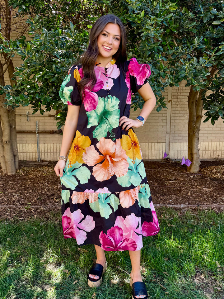 Shadow & Spring Black Floral Maxi Dress