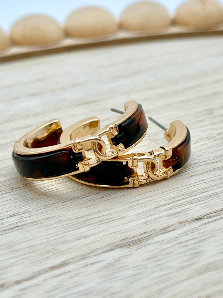 Gold Tortoise Hoop Earrings