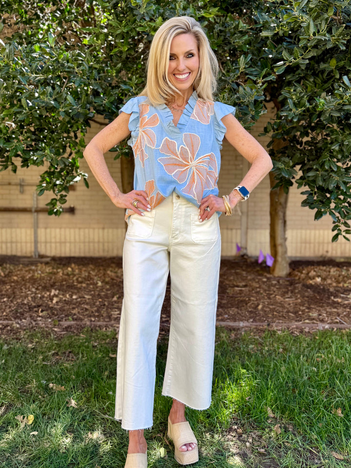 Sunny Skies Floral V-Neck Blouse