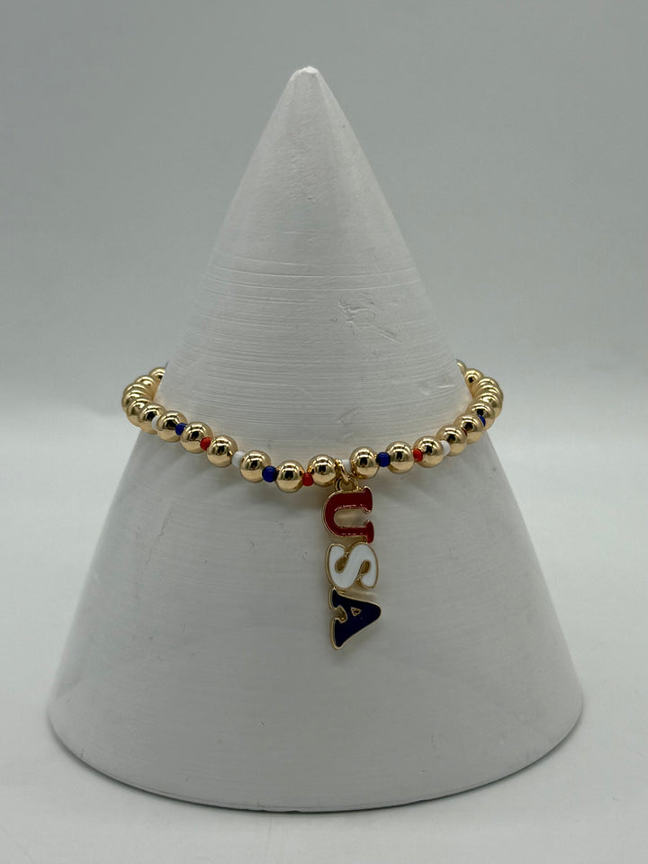 USA Enamel Beaded Bracelet