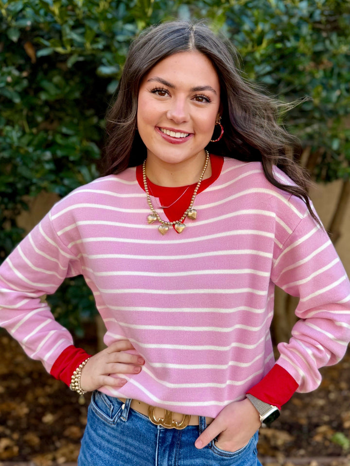 Pink Pop Striped Sweater