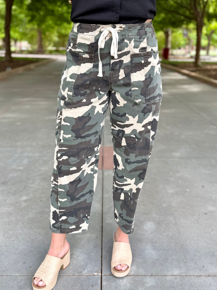 Scout High Rise Camo Barrel Jean by Risen