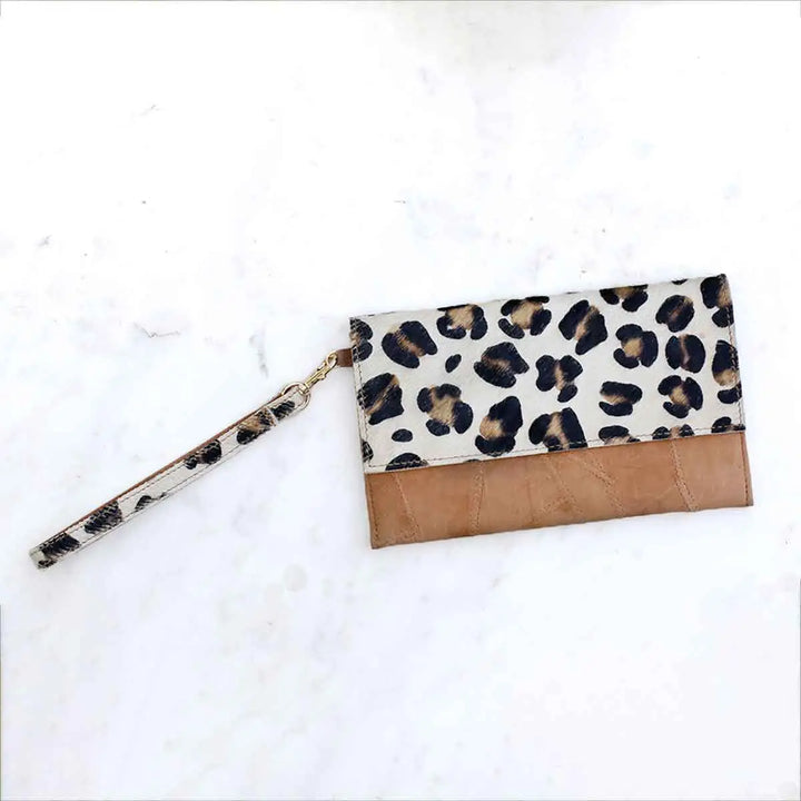 Alana Leopard Hide Wristlet