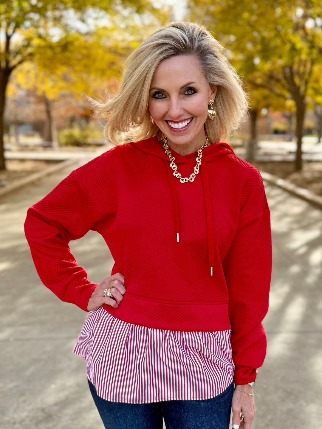 Hushed Stripes Textured Hoodie