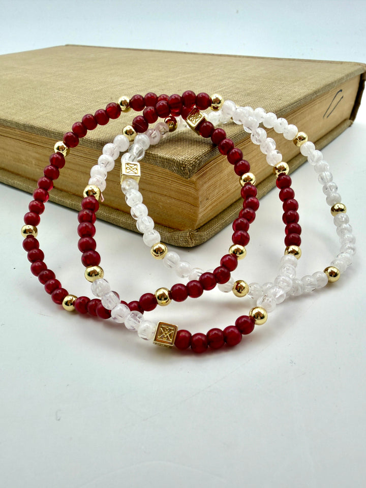 Junie Maroon & White Bracelet Set
