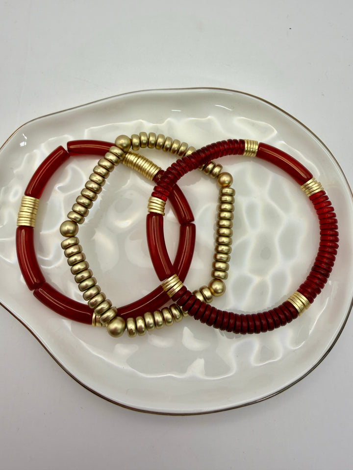 Sideline Stack Maroon & Gold Bracelets