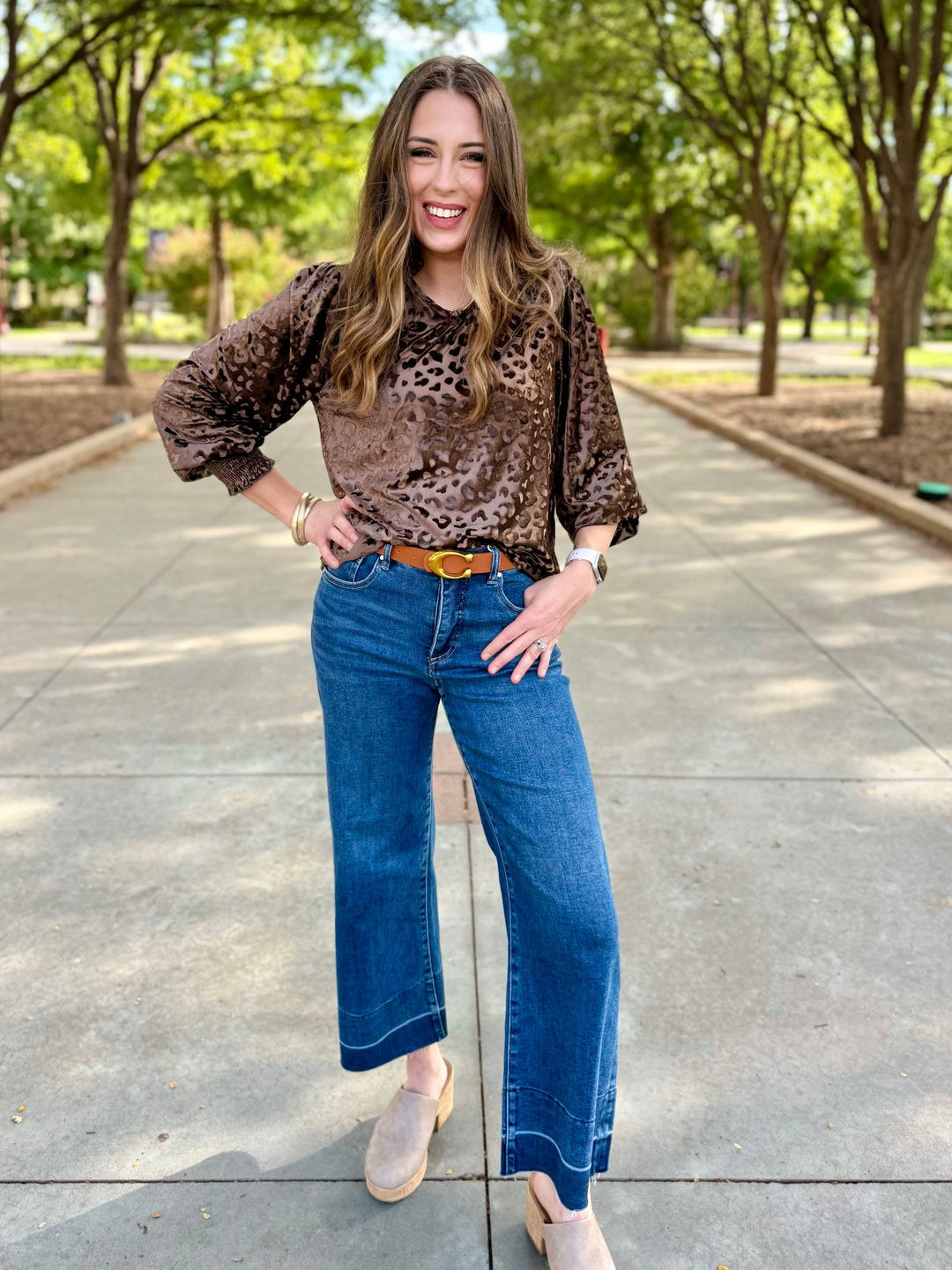 Leopard Muse Brown Velvet Blouse