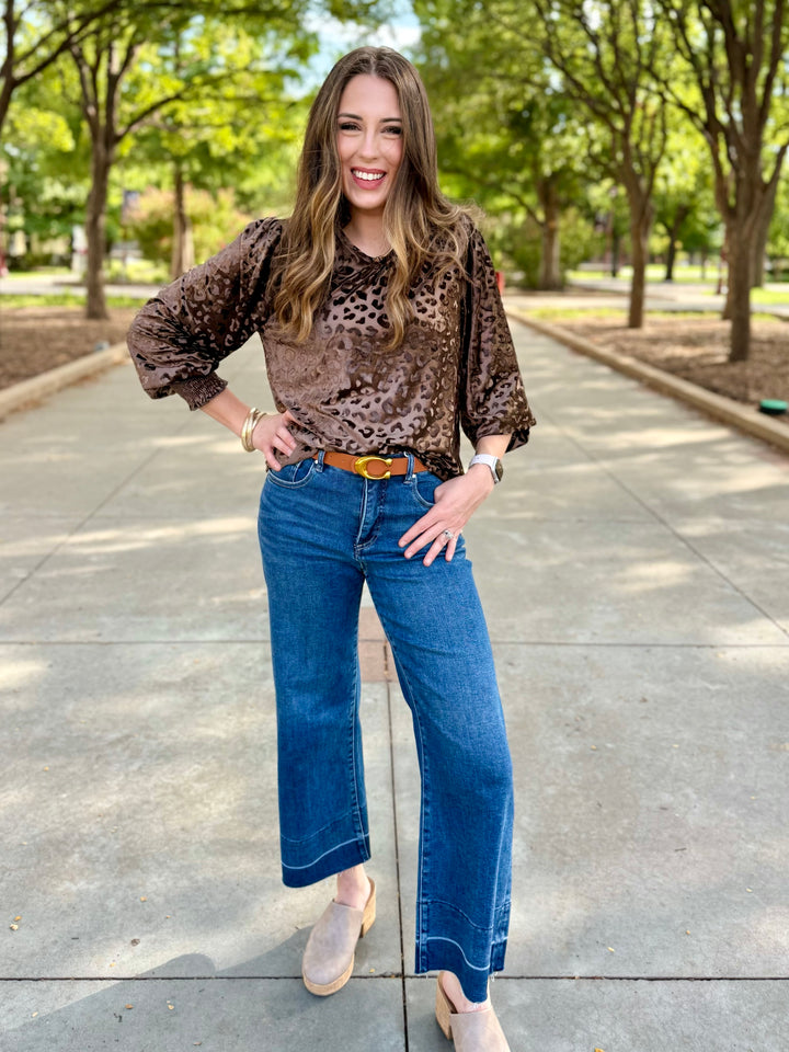 Leopard Muse Brown Velvet Blouse