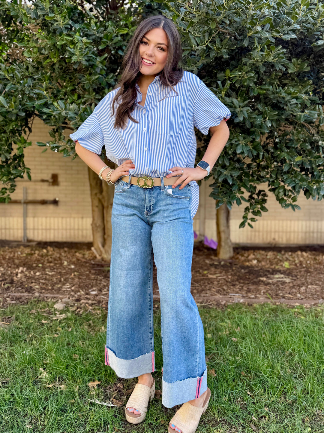 Nellie Mid Rise Cropped Wide Leg Jean by Risen