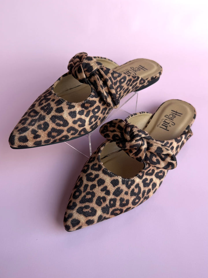 Knotty But Nice Leopard Faux Suede Mule by Corky's