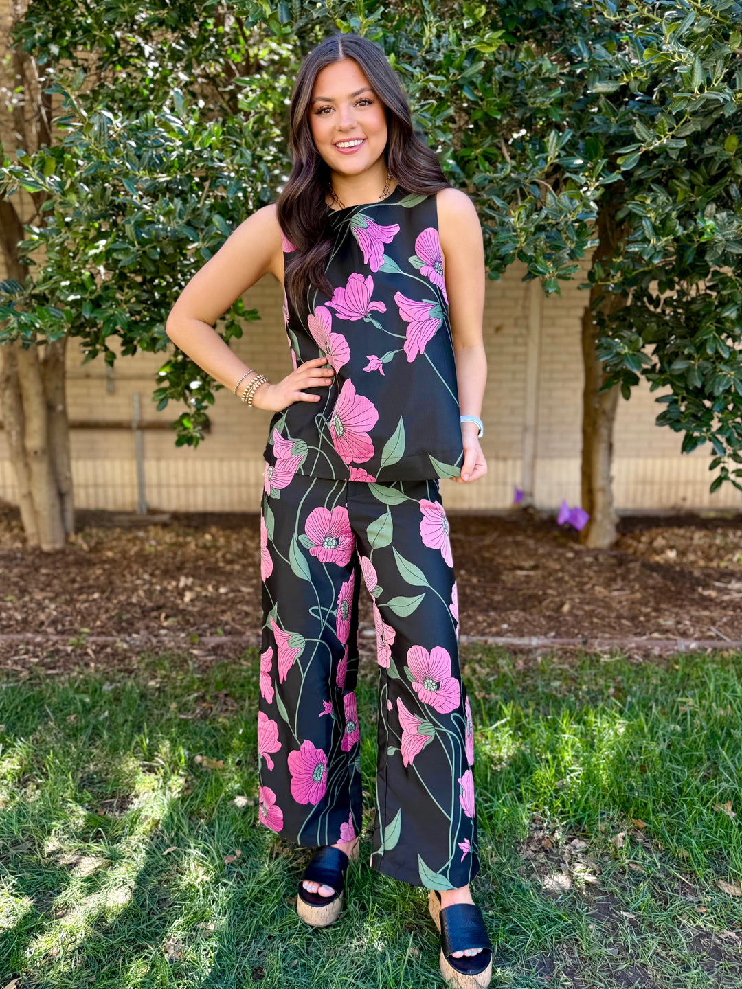 Midnight Garden Black Pant Set