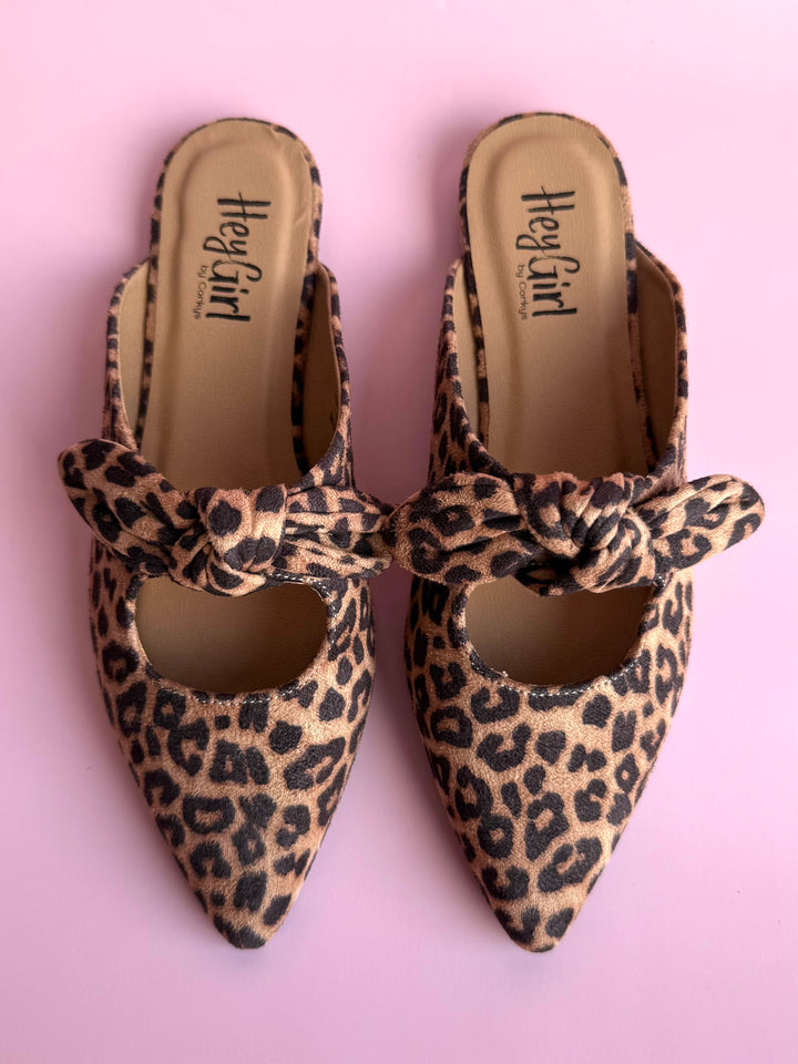 Knotty But Nice Leopard Faux Suede Mule by Corky's