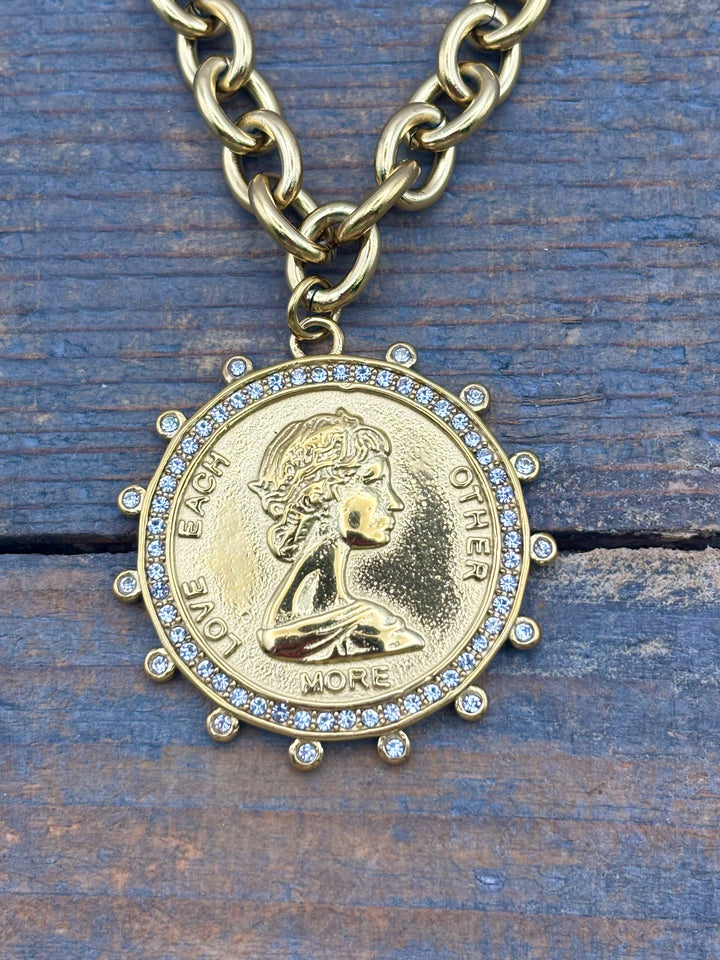 Gold Coin Pendant Necklace by ChansuttPearls