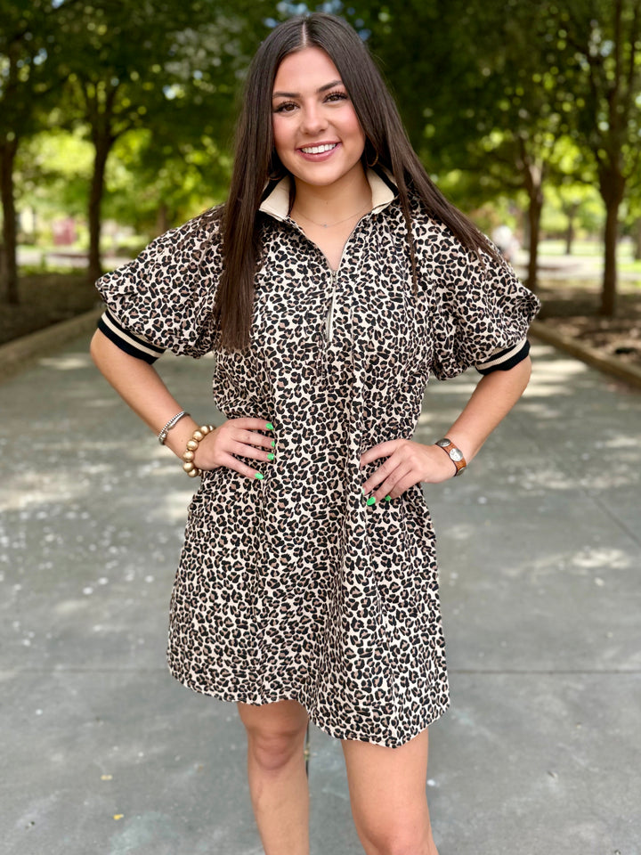 Spotted Charm Leopard Collared Dress