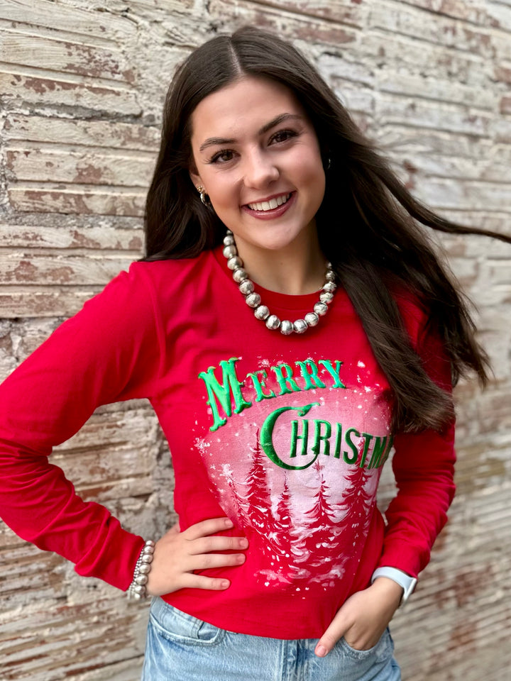 Merry Christmas Snow Globe LONG SLEEVE tee by Texas True Threads