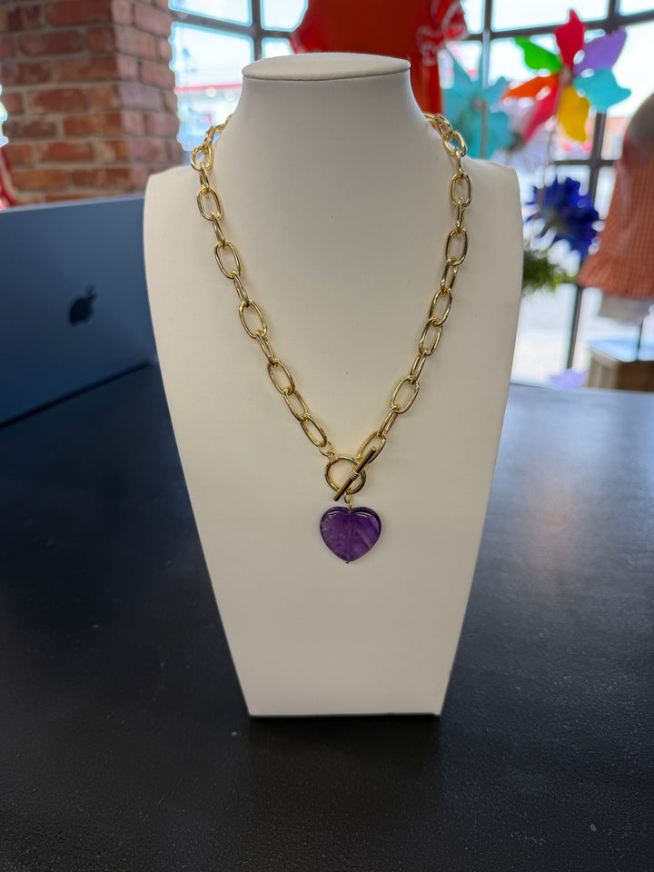 Purple Heart Toggle Clasp Necklace