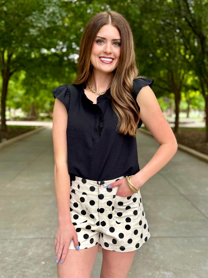 Easy Peasy Black Ruffle Blouse
