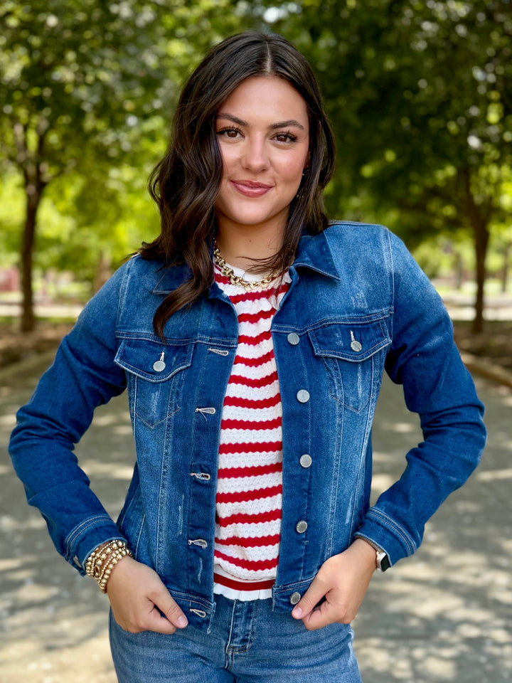 Stormy Skies Dark Wash Denim Jacket by Risen