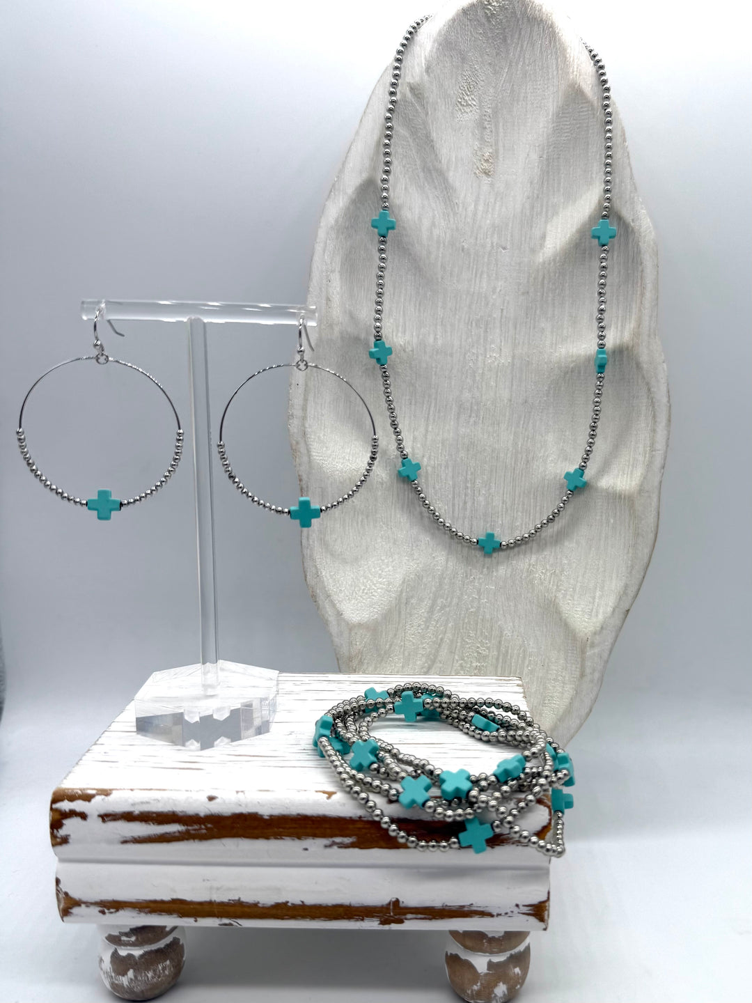 Grant Turquoise Cross Hoop Earrings
