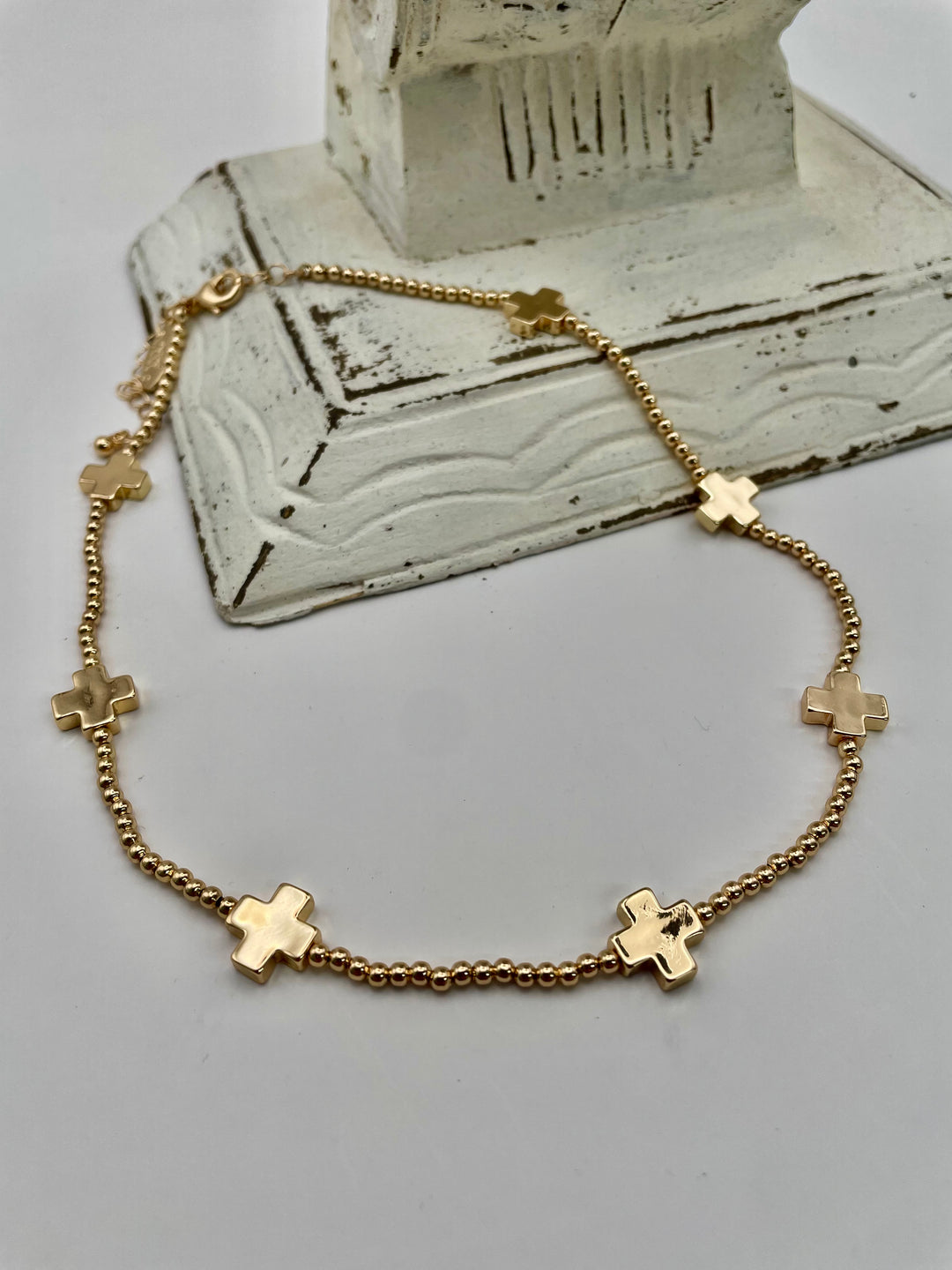 Edith Square Cross Beaded Necklace