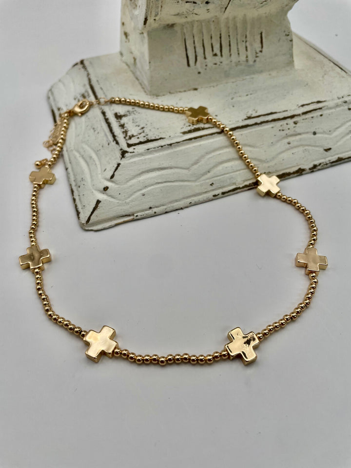Edith Square Cross Beaded Necklace
