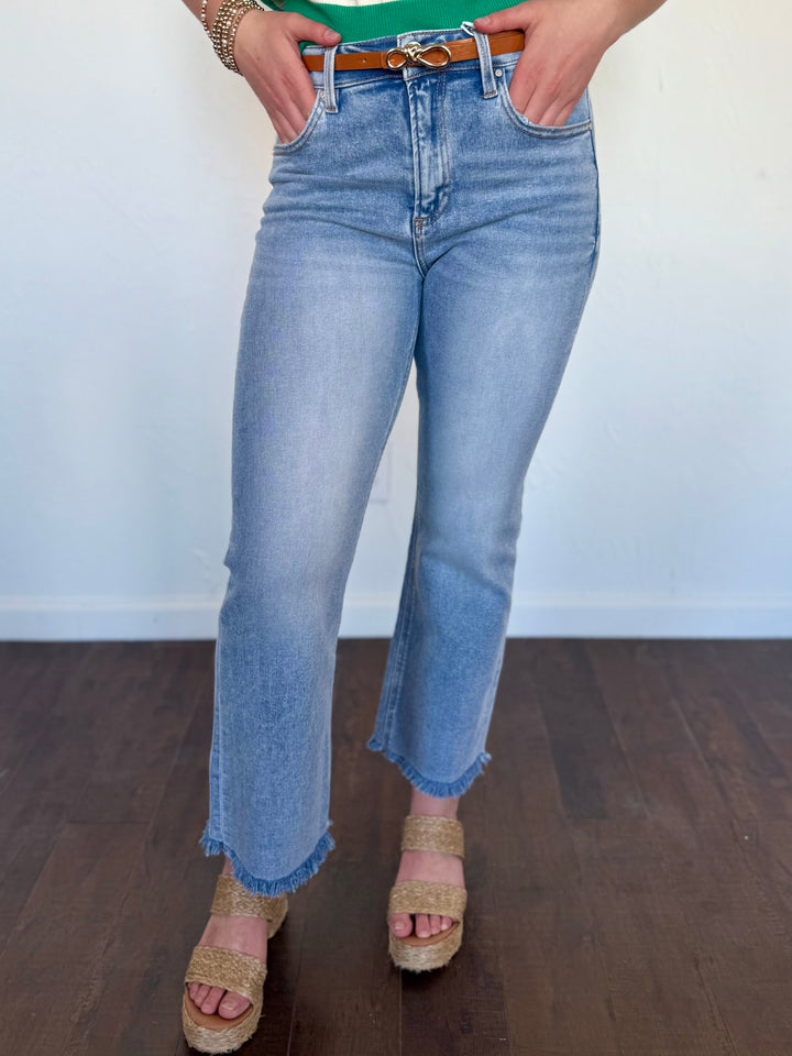 Kylie High Rise Cropped Straight Leg Jean by Risen