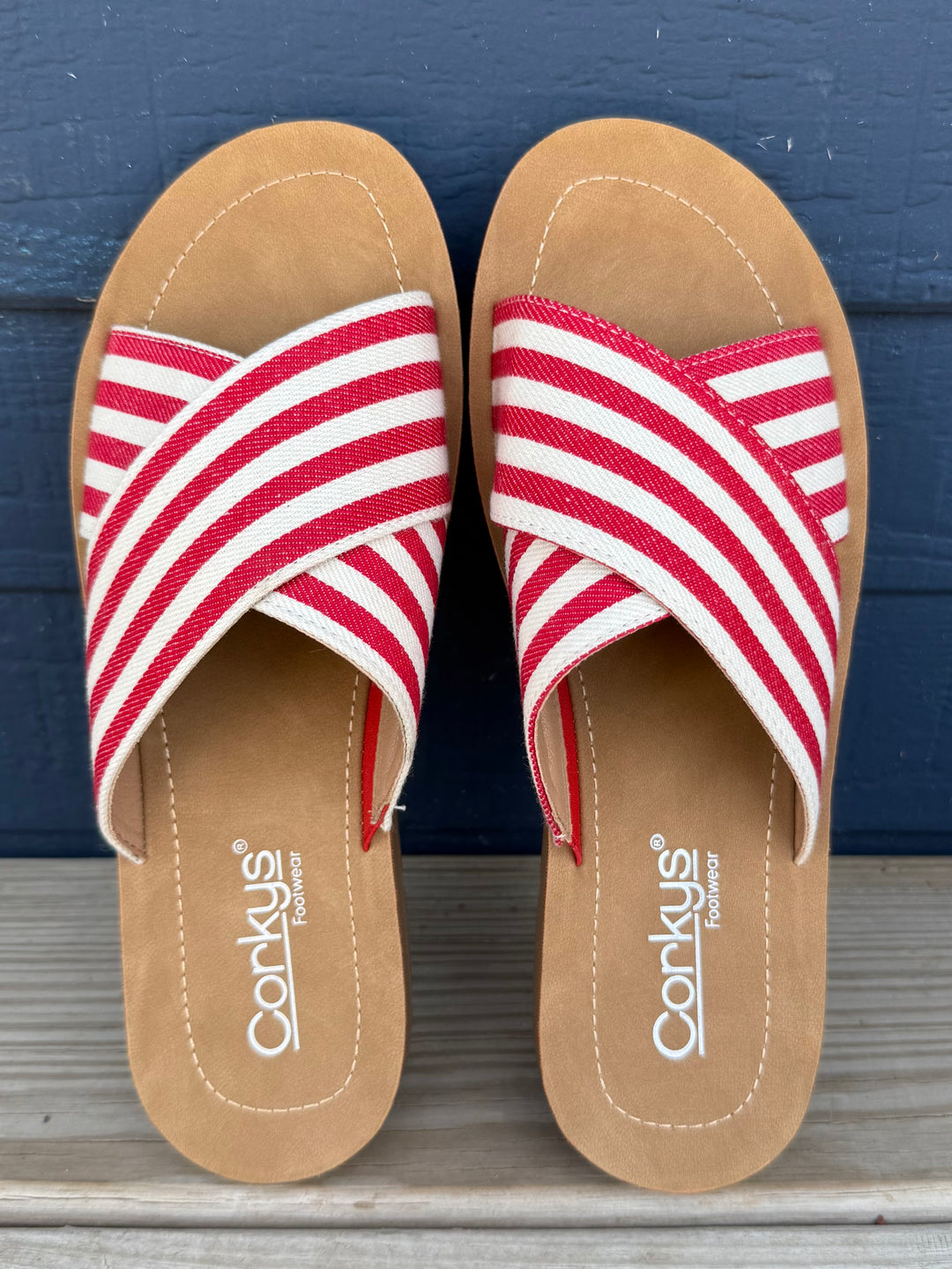 Dig It Red Striped Sandal by Corkys