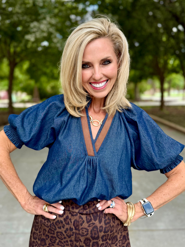 Dreaming In Denim V-Neck Top by THML