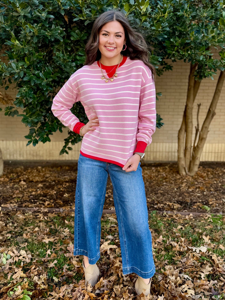 Pink Pop Striped Sweater