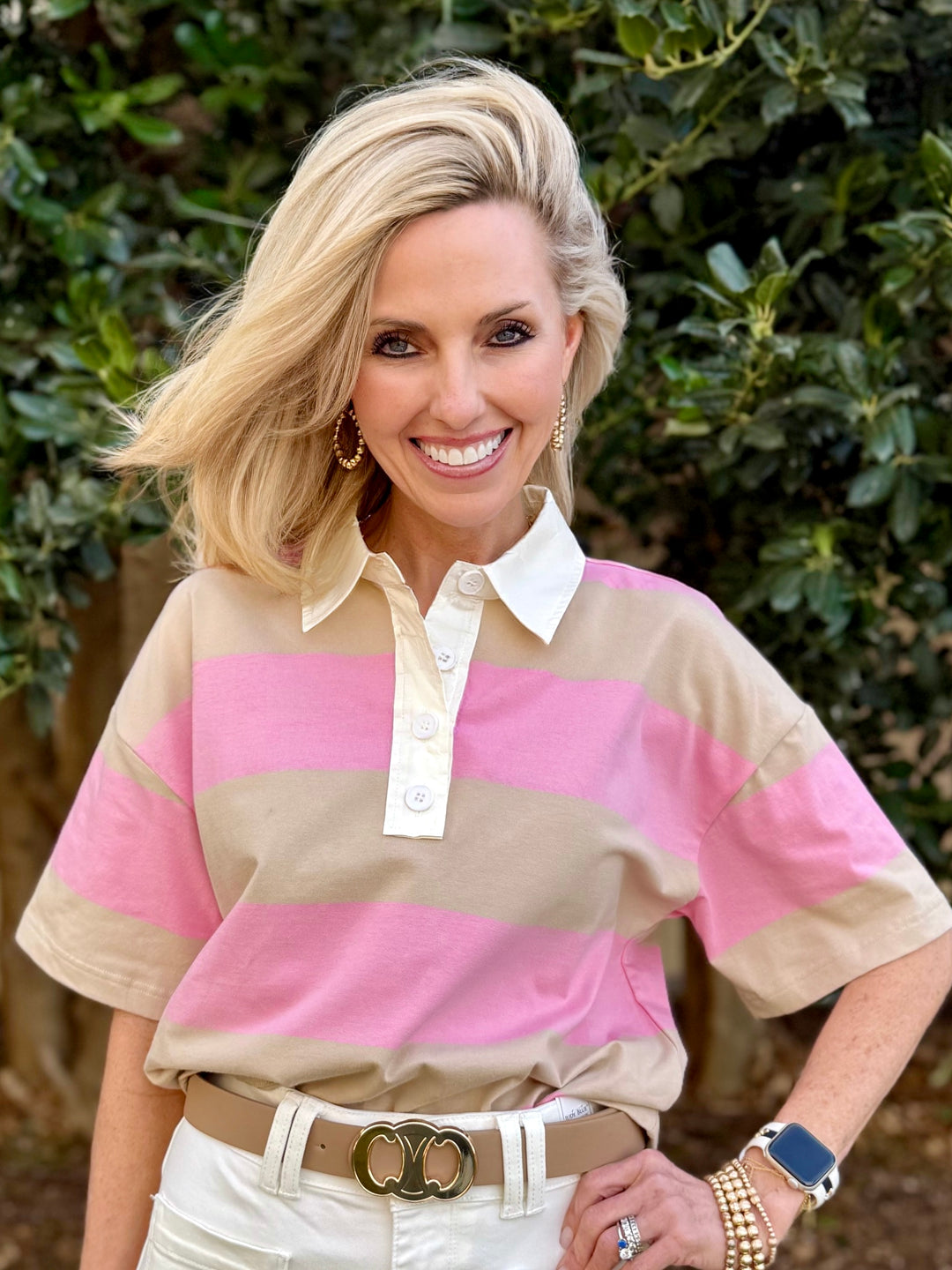 Soft Touch Pink Collared Top