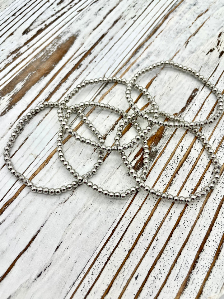 Hilda Silver Beaded Bracelet Set