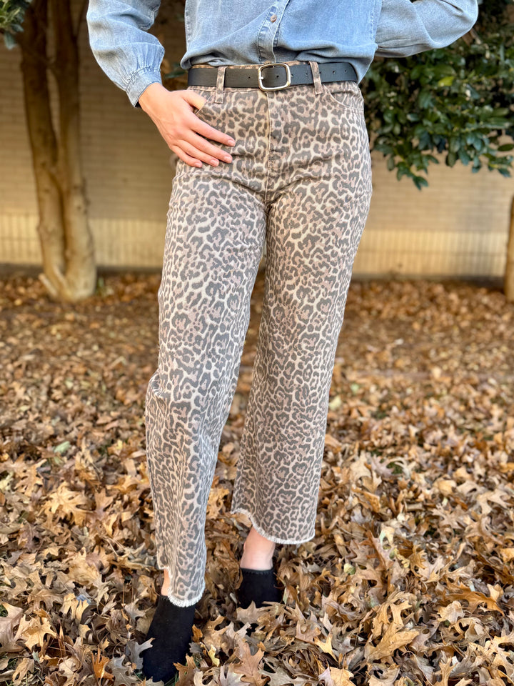 Lola Leopard High Rise Wide Leg Jean