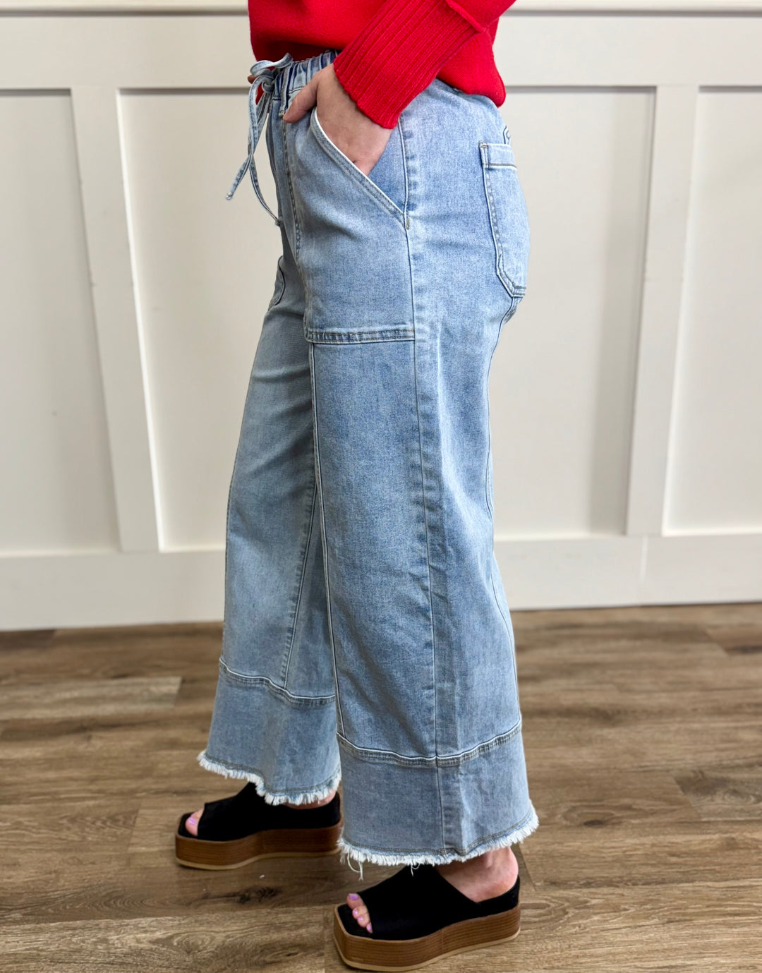 Addy Raw Hem Cropped Wide Leg Jean