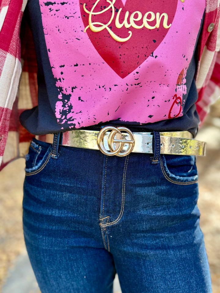 Double Mirror Buckle Belt