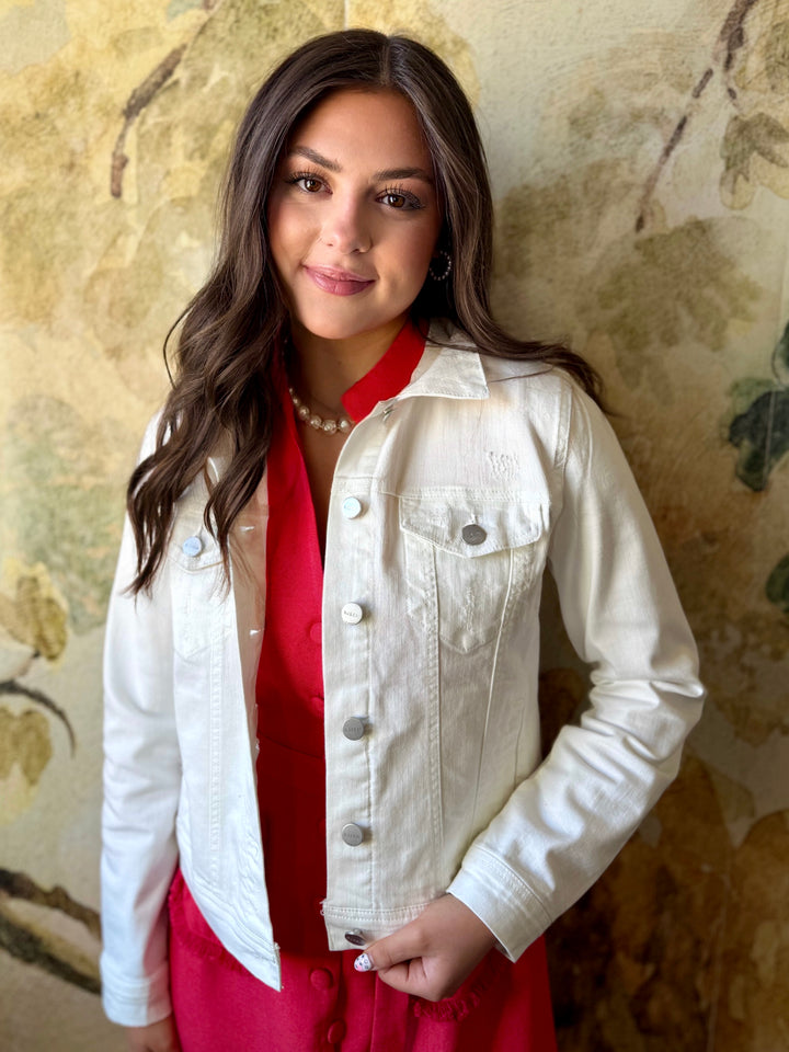 The Kristina White Denim Jacket by Risen