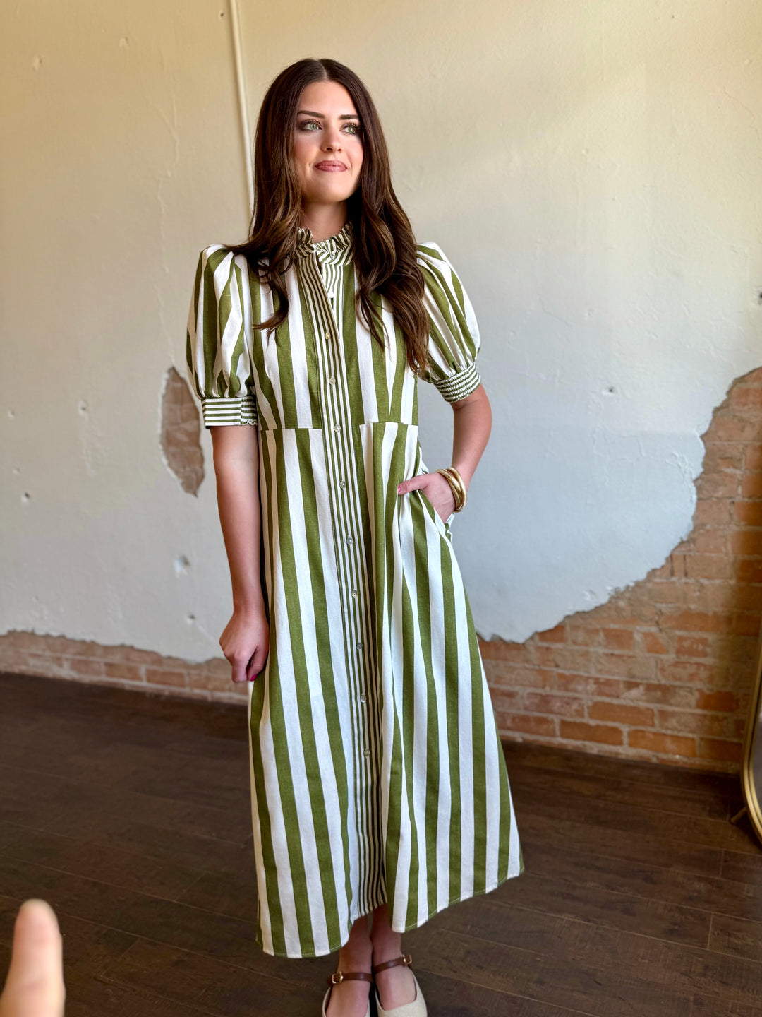 Olive Grove Striped Maxi Dress