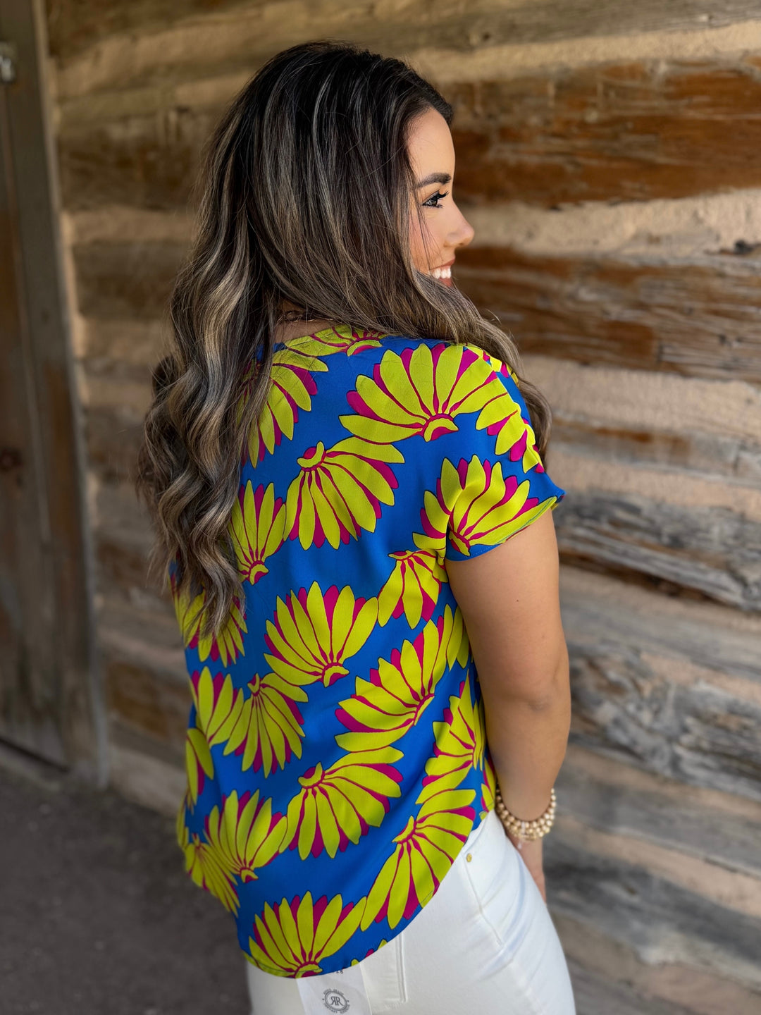 Bunches of Fun Blue V-Neck Blouse