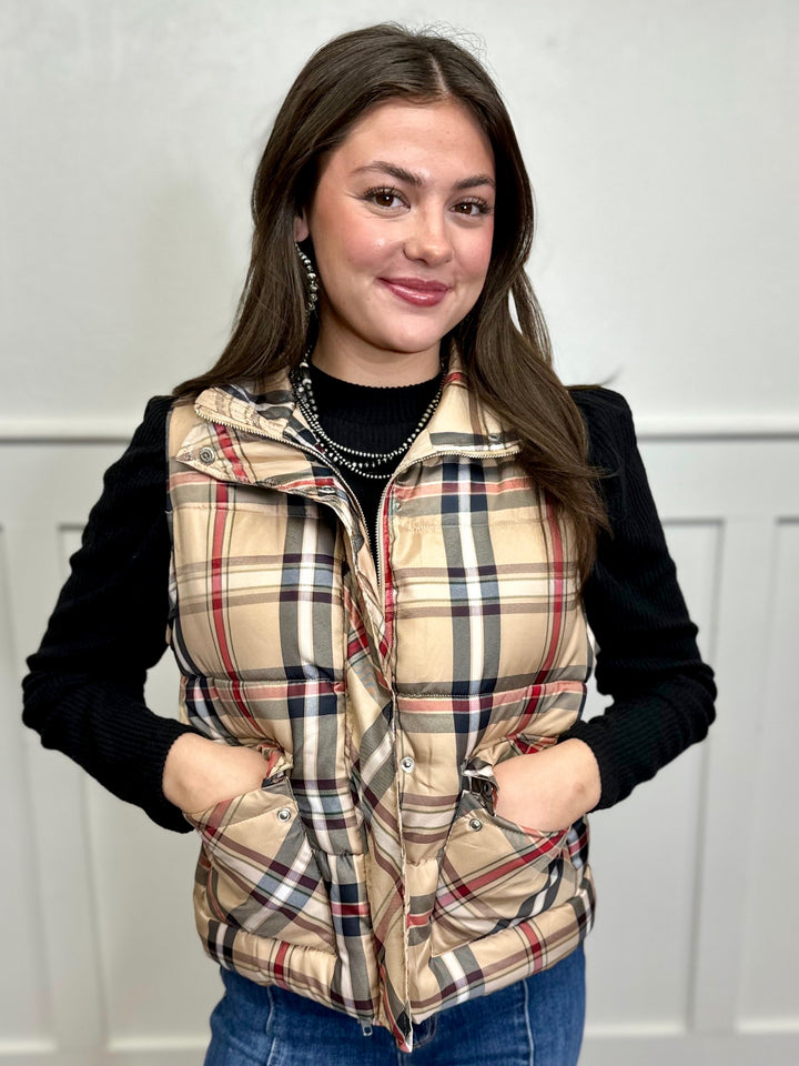 Major Wow Plaid Puff Vest