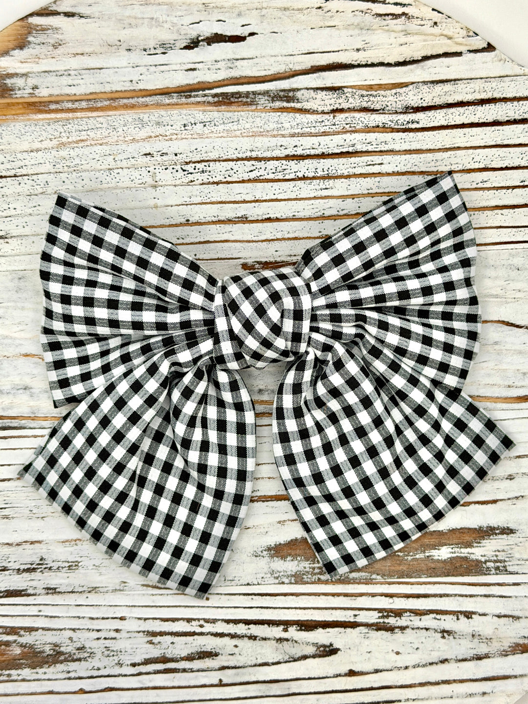 Black Gingham Clip Hair Bow