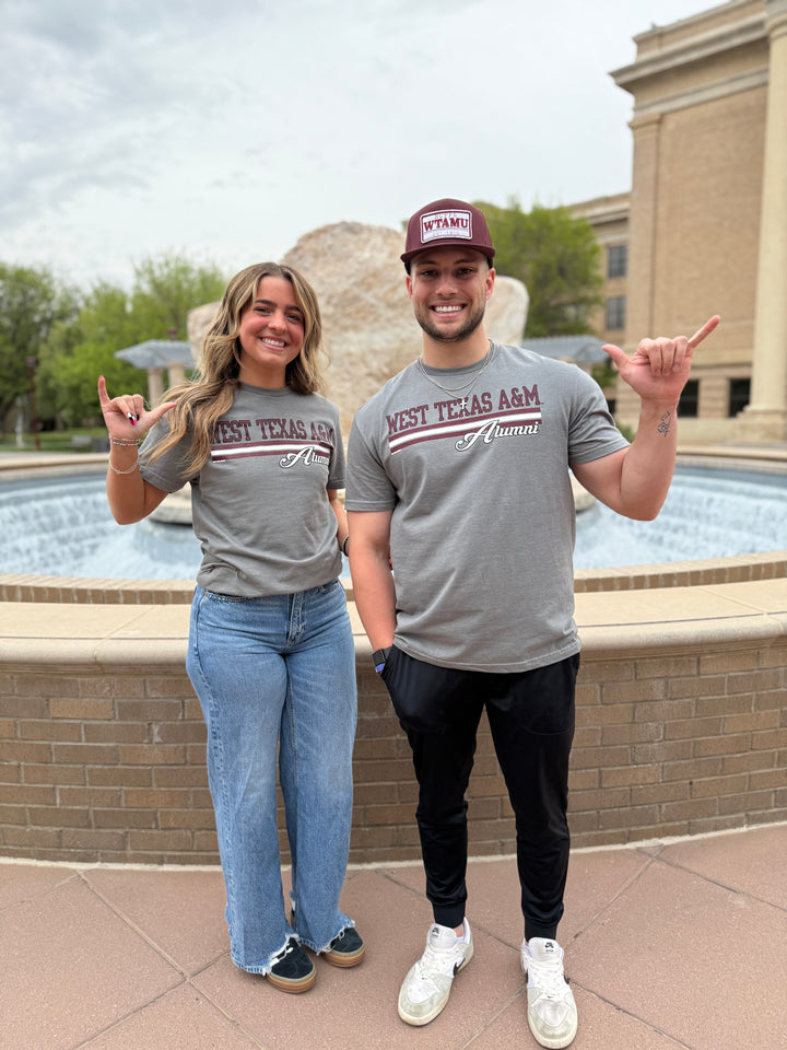 Grey West Texas A&M Alumni Script Tee