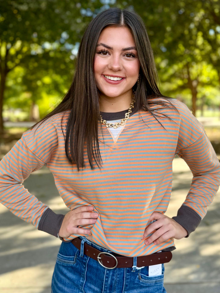 Harvest Breeze Orange Striped Top