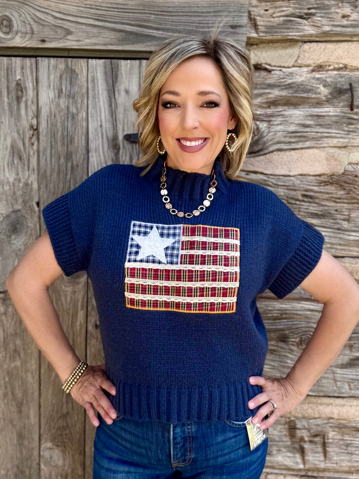 American Charm Navy Flag Sweater