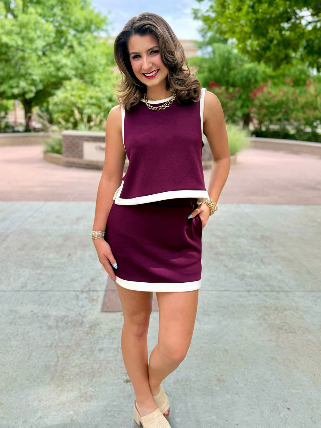 Game Day Darling Maroon Skort Set