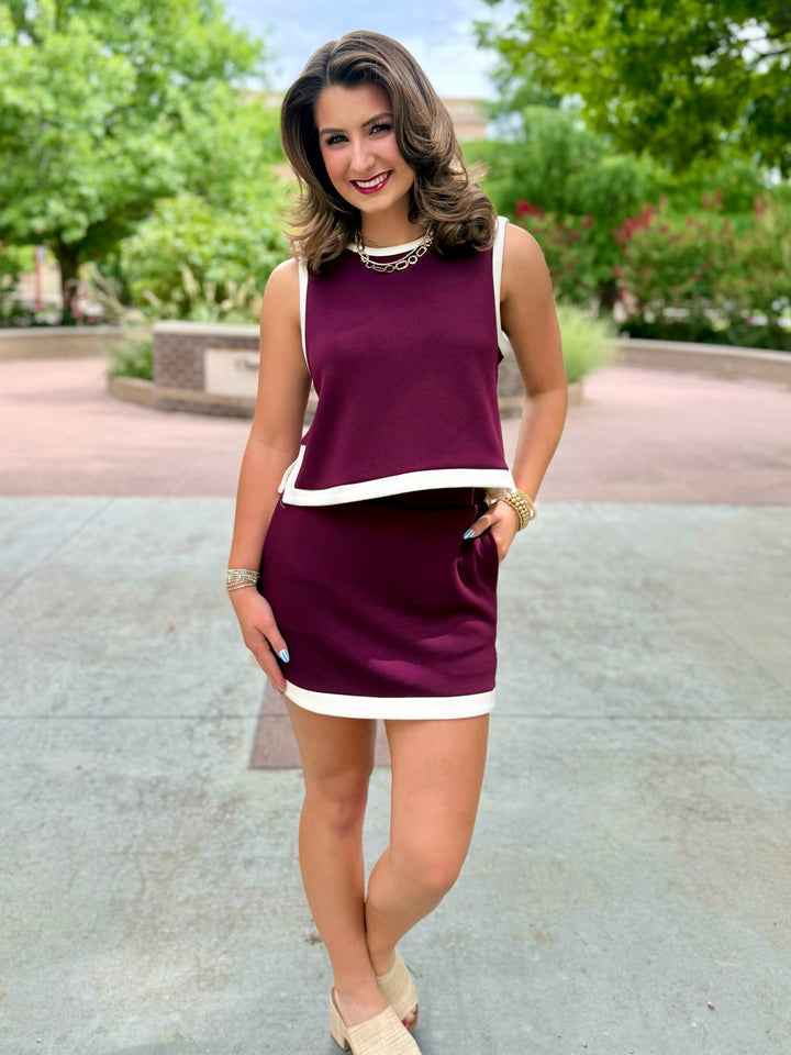 Game Day Darling Maroon Skort Set