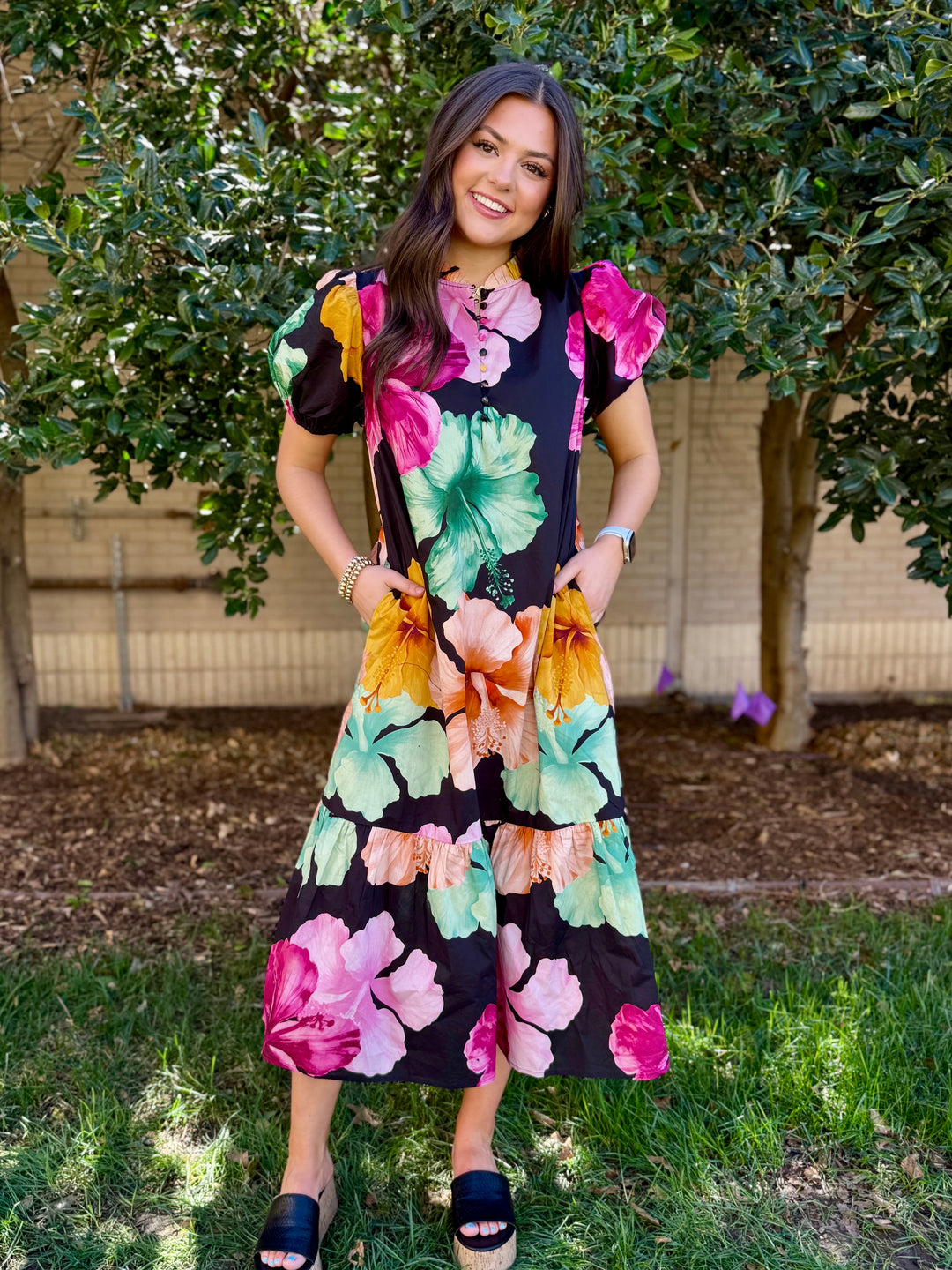 Shadow & Spring Black Floral Maxi Dress