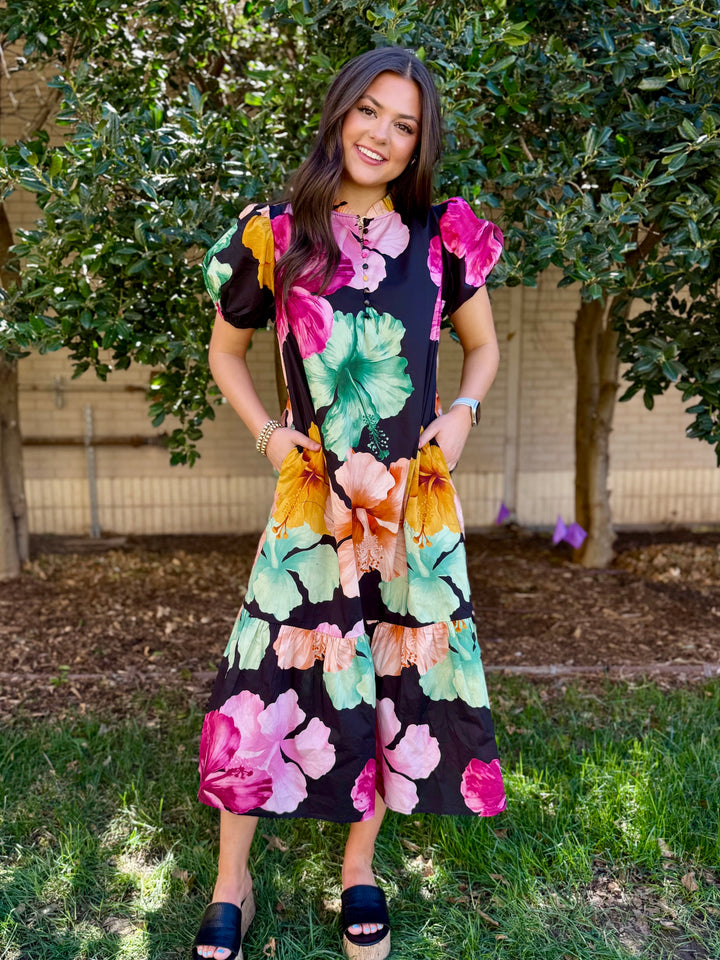 Shadow & Spring Black Floral Maxi Dress