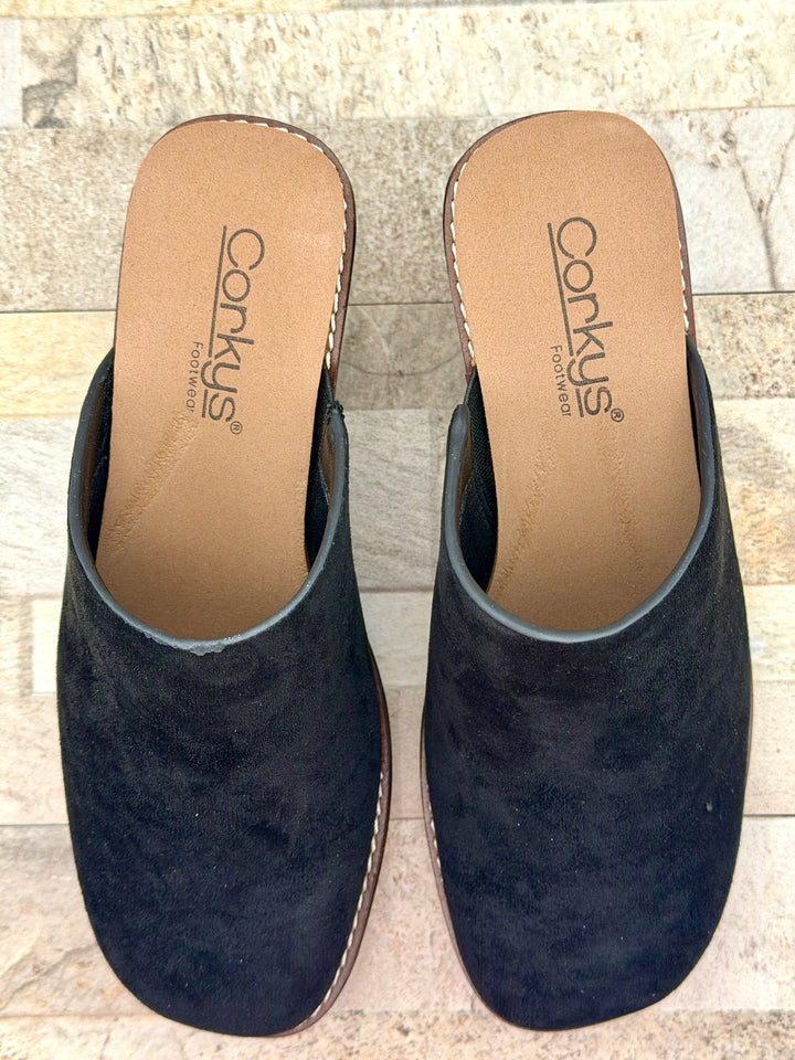 Maybe Later Black Mule By Corkys
