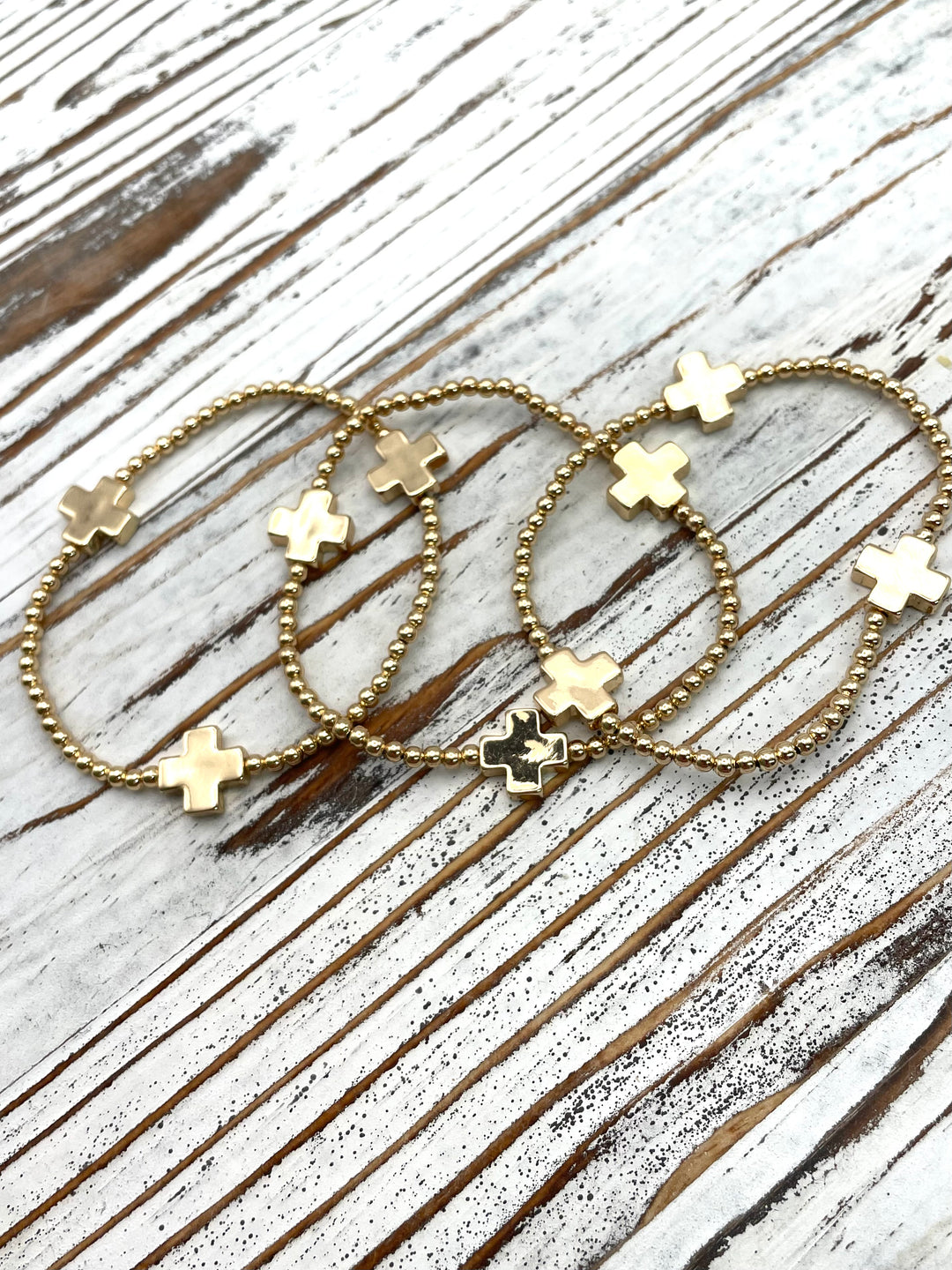 Muriel Ball Beaded Square Cross Bracelet Set