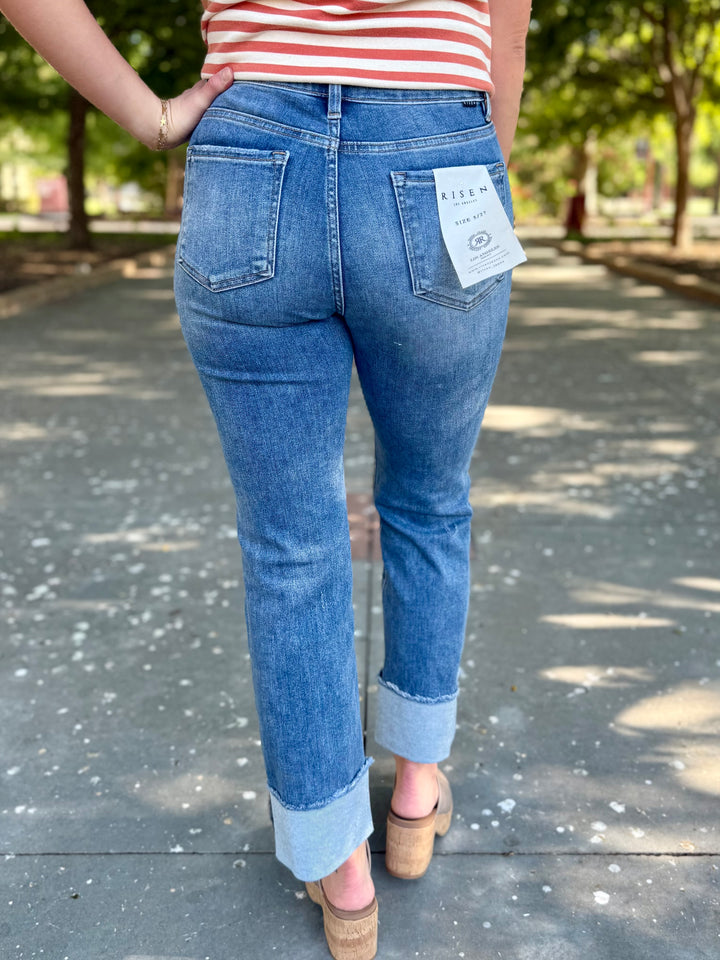 Maple High Rise Straight Leg Cuff Jean by Risen